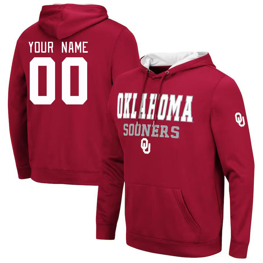 Custom Oklahoma Sooners College Name And Number Hoodie-Crimson